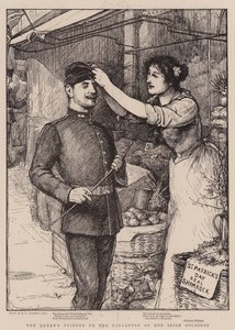 Het eerbetoon van de koningin aan de moed van haar Ierse soldaten door Robert Walker Macbeth